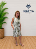Olive Leaf Print Shift Dress