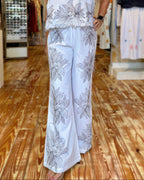 White Bloom Wide-Leg Pants