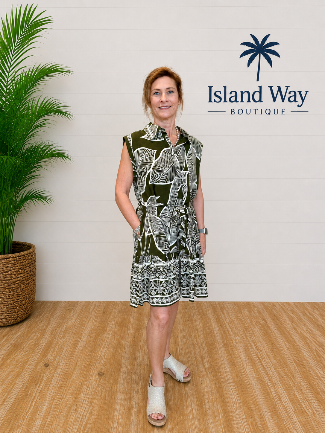 Olive Grove Belted Dress