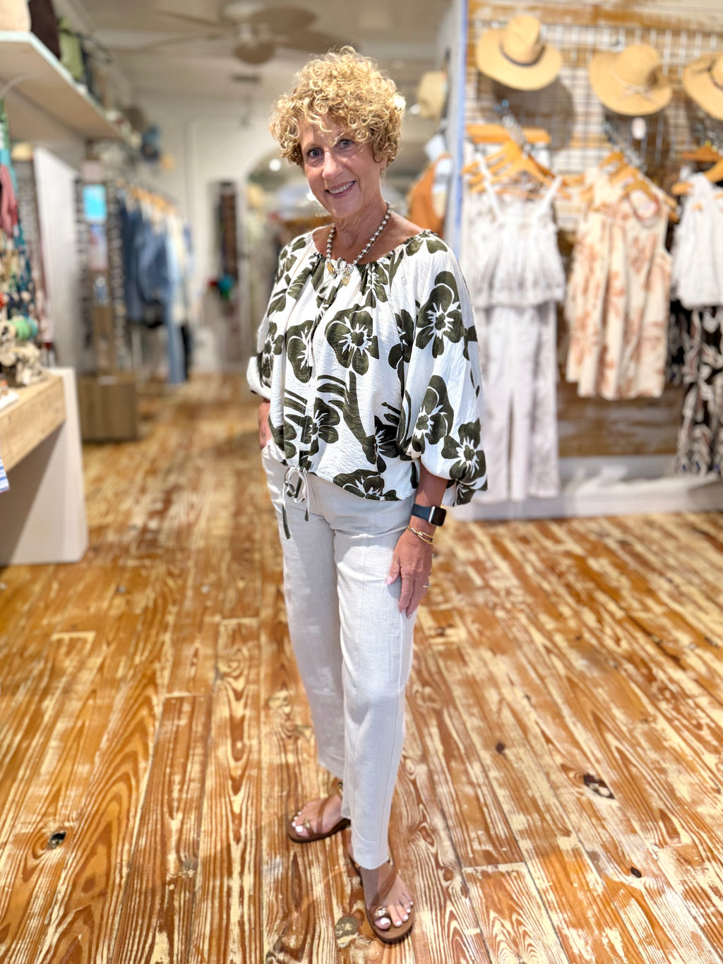 Hibiscus Print Blouse
