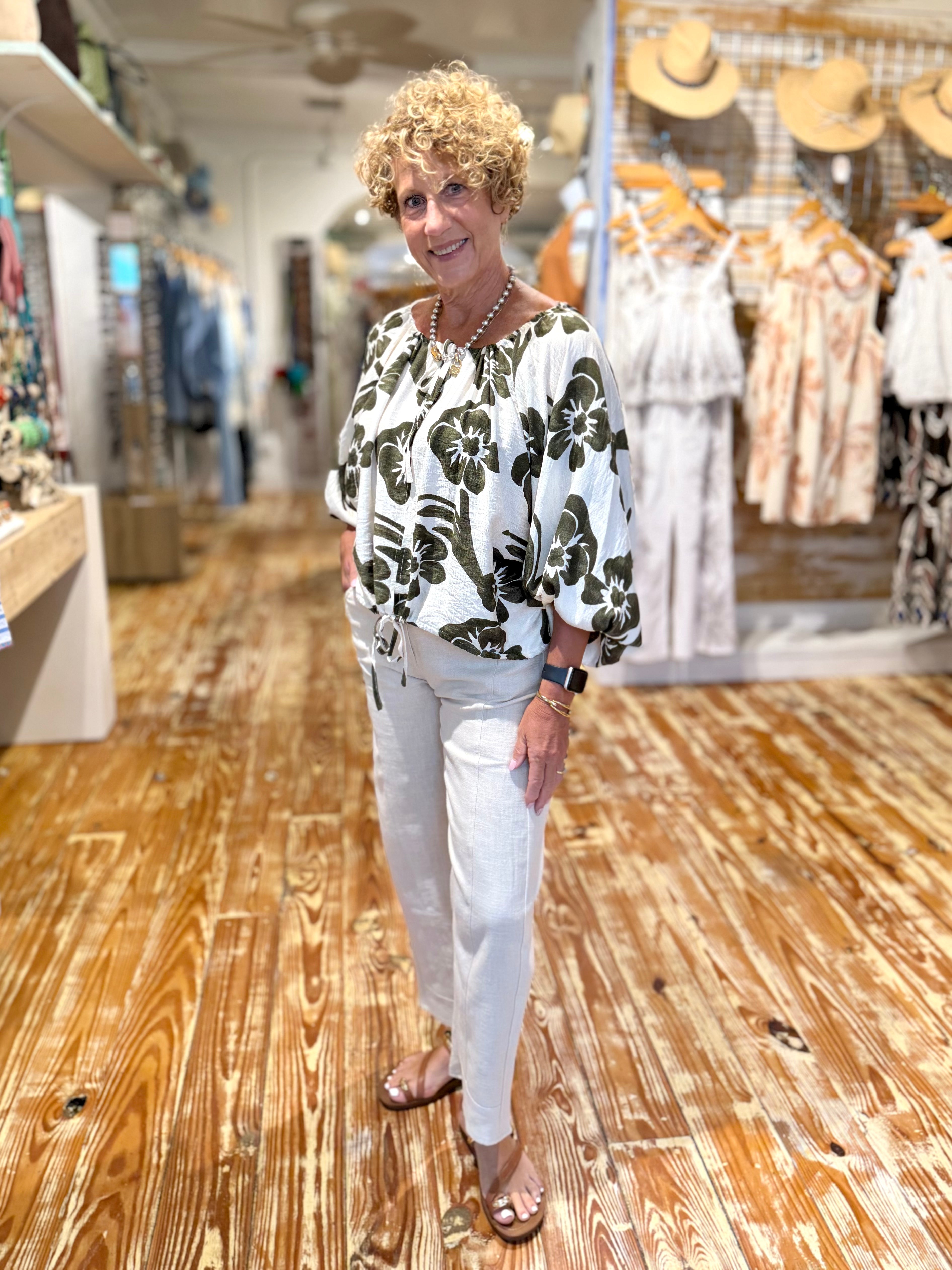 Hibiscus Print Blouse