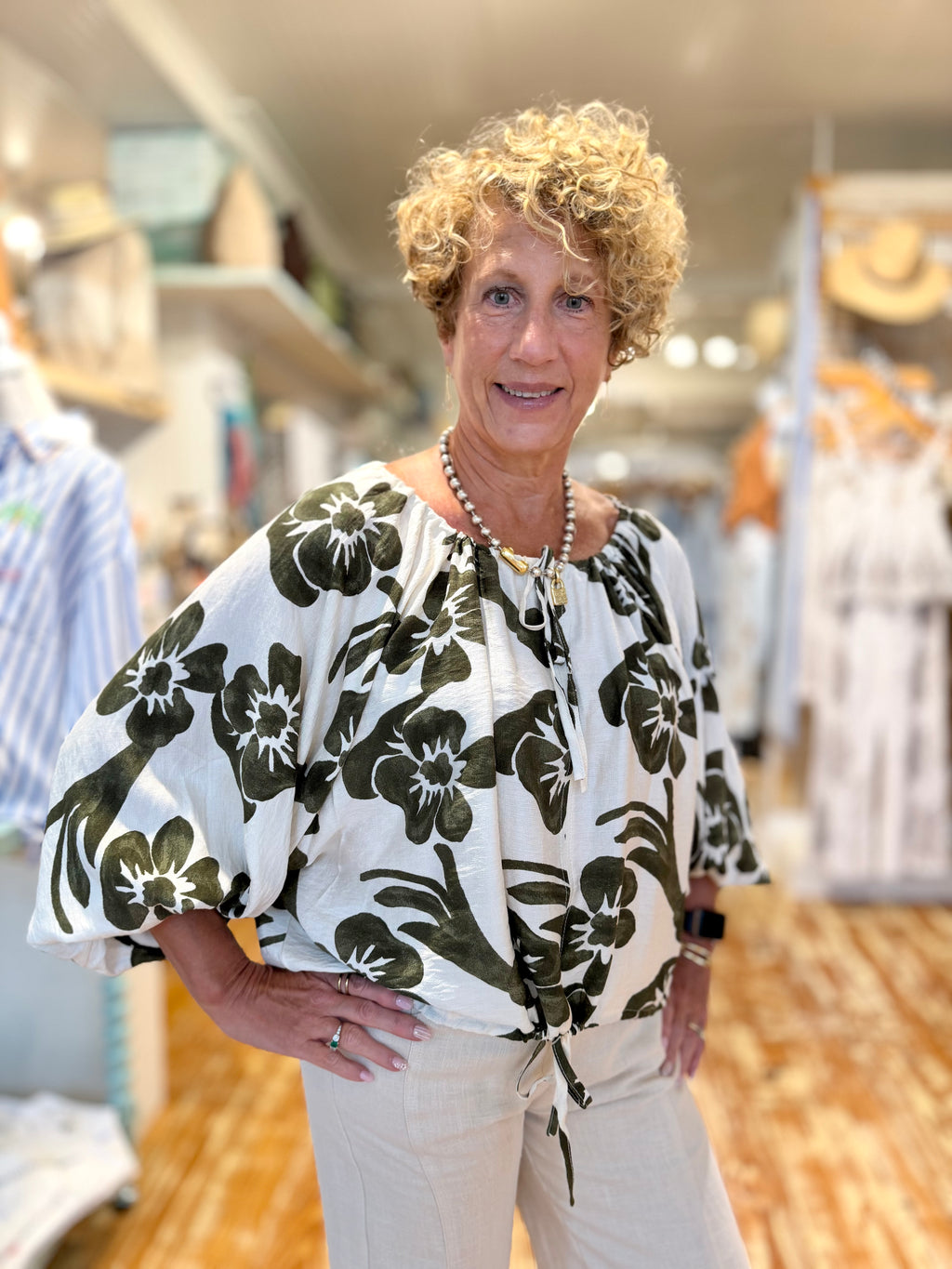 Hibiscus Print Blouse