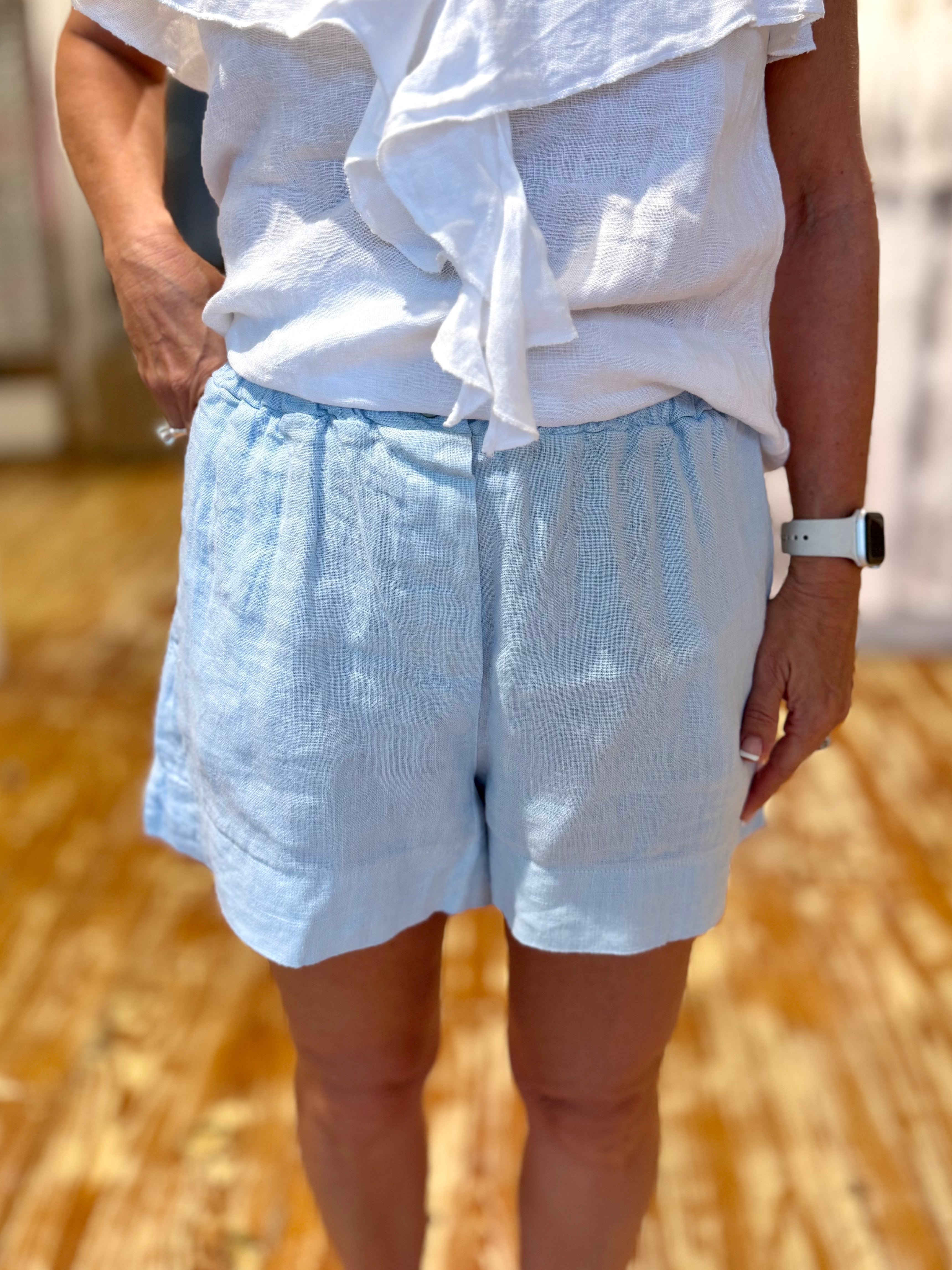 Light Blue Linen Shorts