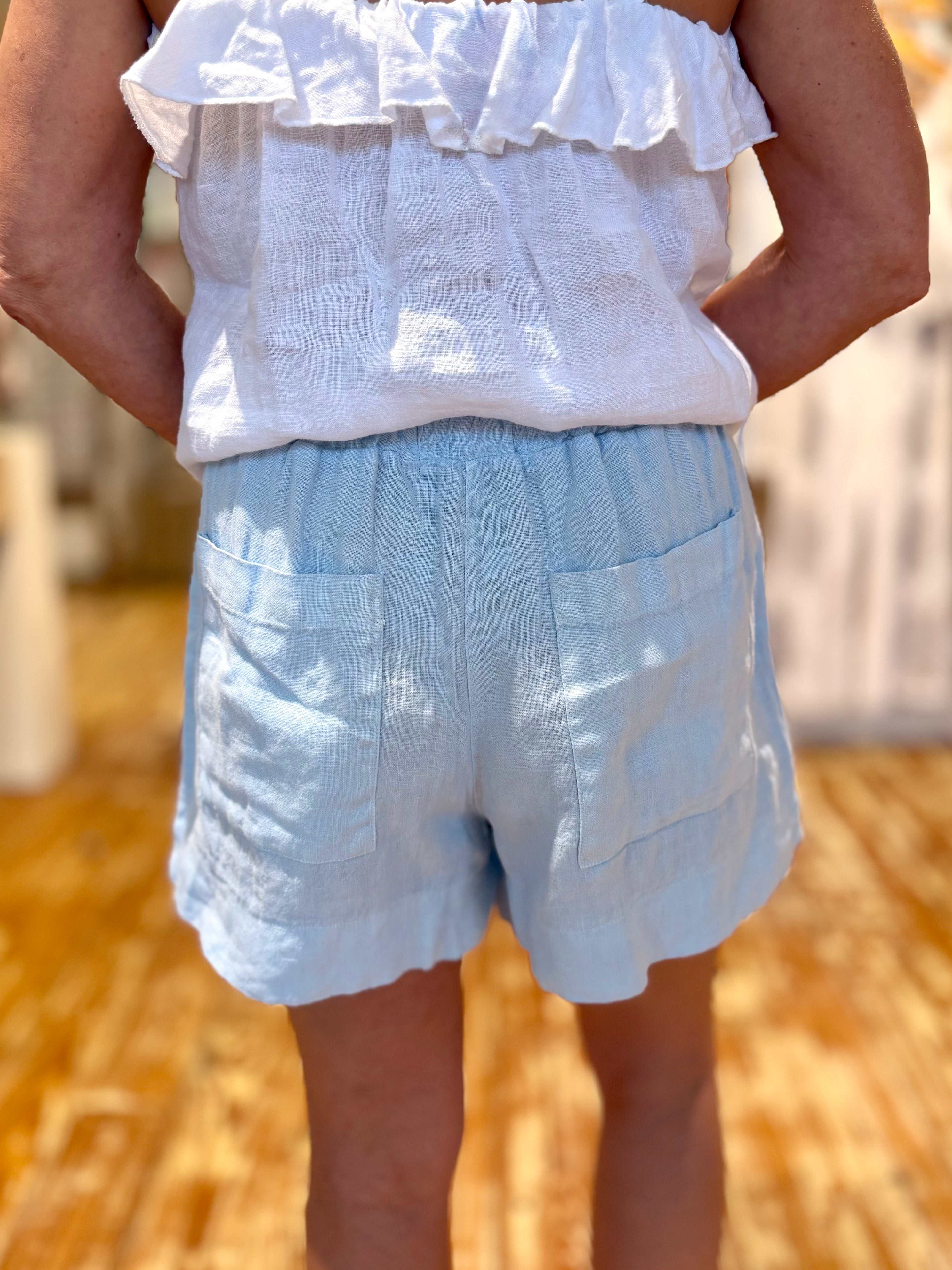 Light Blue Linen Shorts