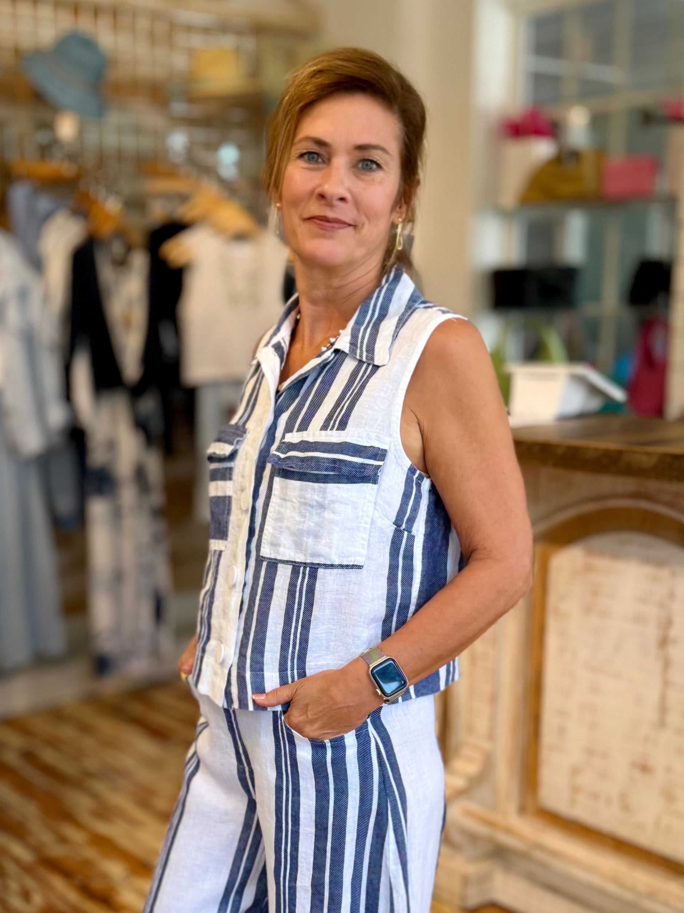 Harbor Stripe Sleeveless Top