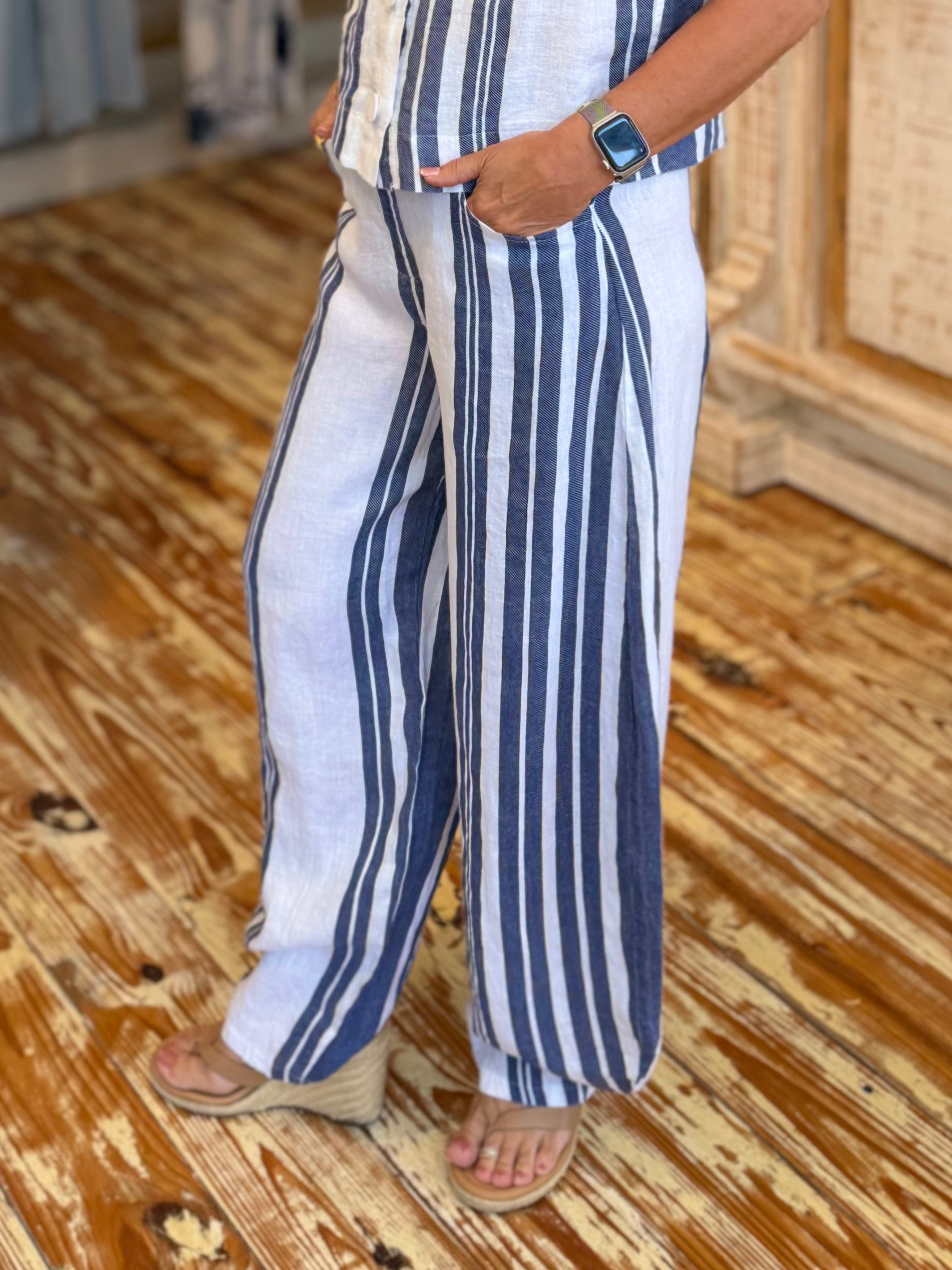 Harbor Stripe Barrel Leg Pant