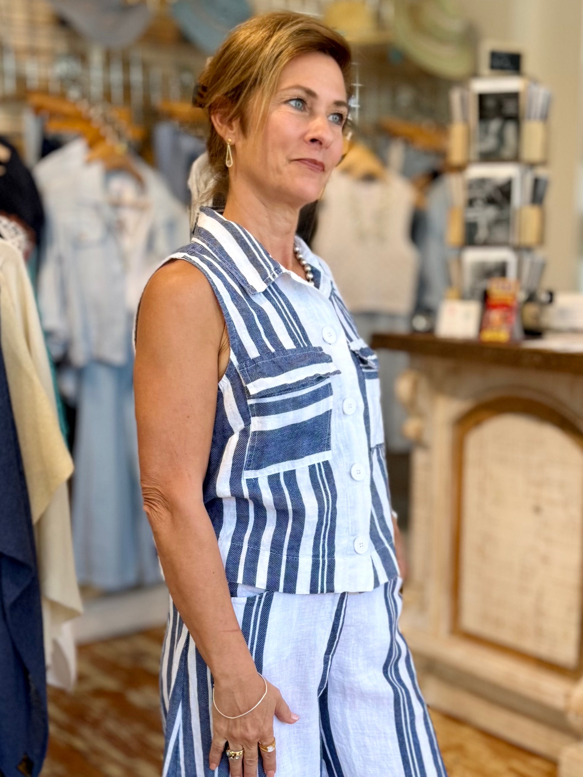 Harbor Stripe Sleeveless Top