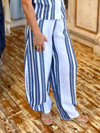 Harbor Stripe Barrel Leg Pant