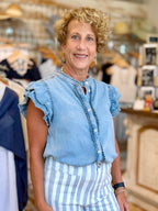 Soft Chambray Ruffle Sleeve Top