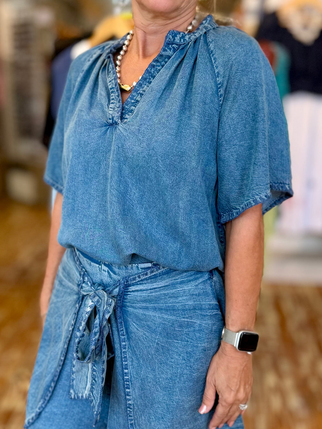 Soft Washed Denim Top