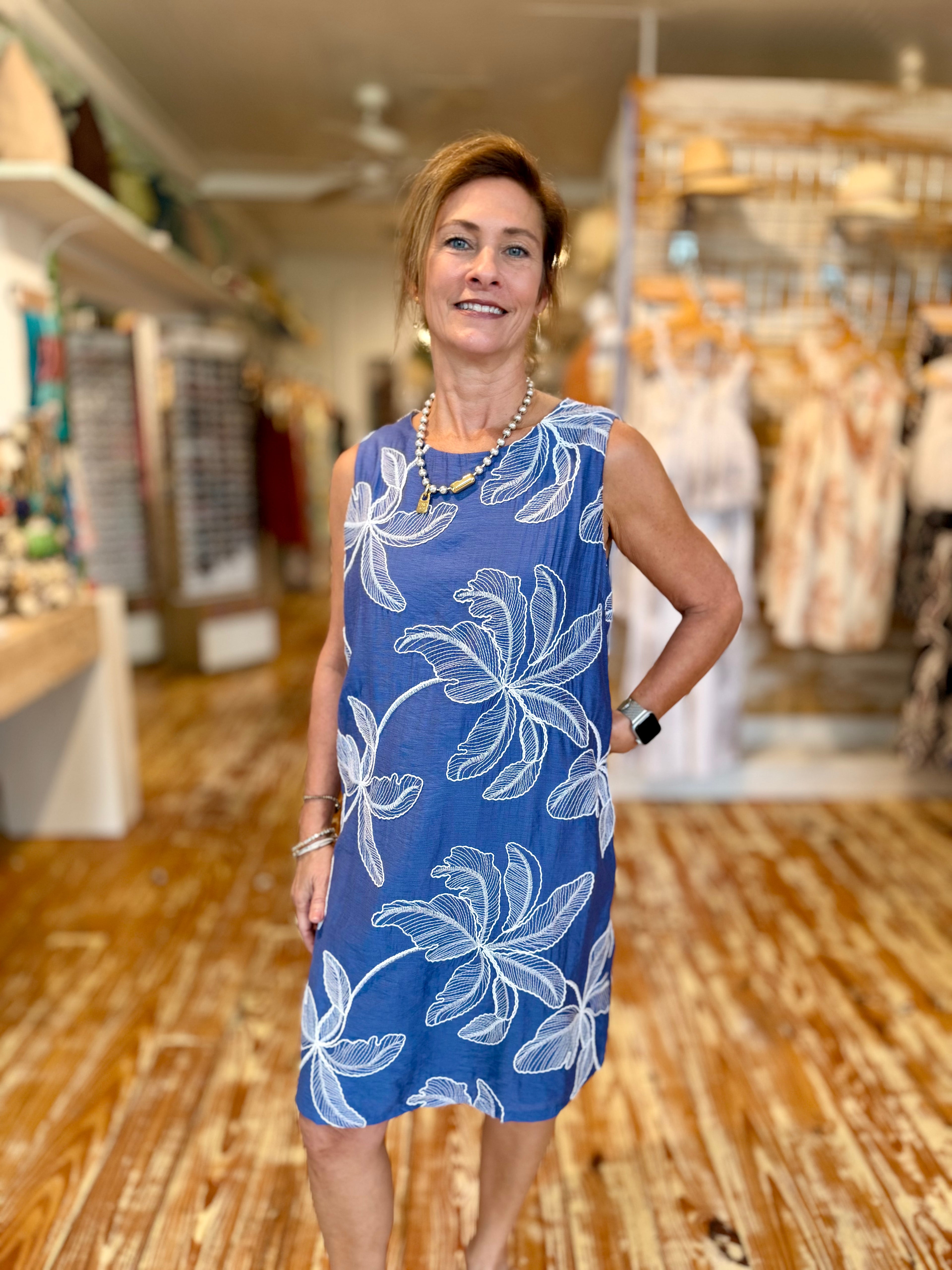 Blue Floral Shift Dress