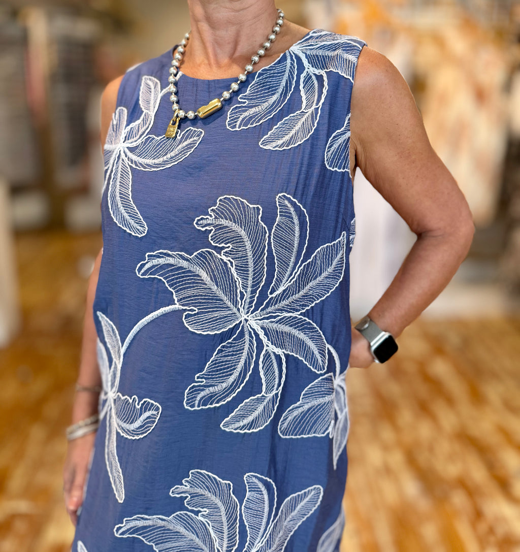 Blue Floral Shift Dress