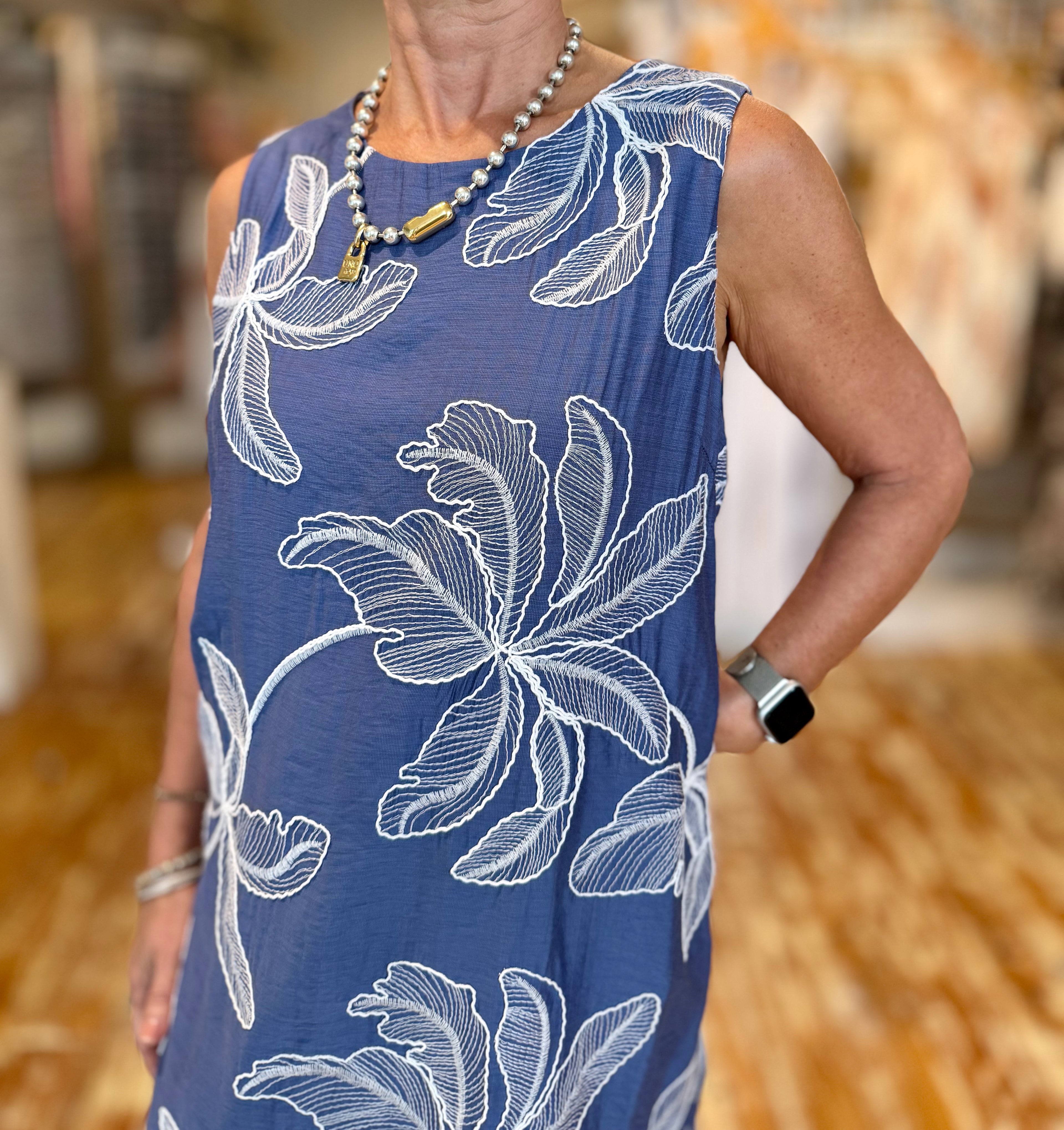 Blue Floral Shift Dress