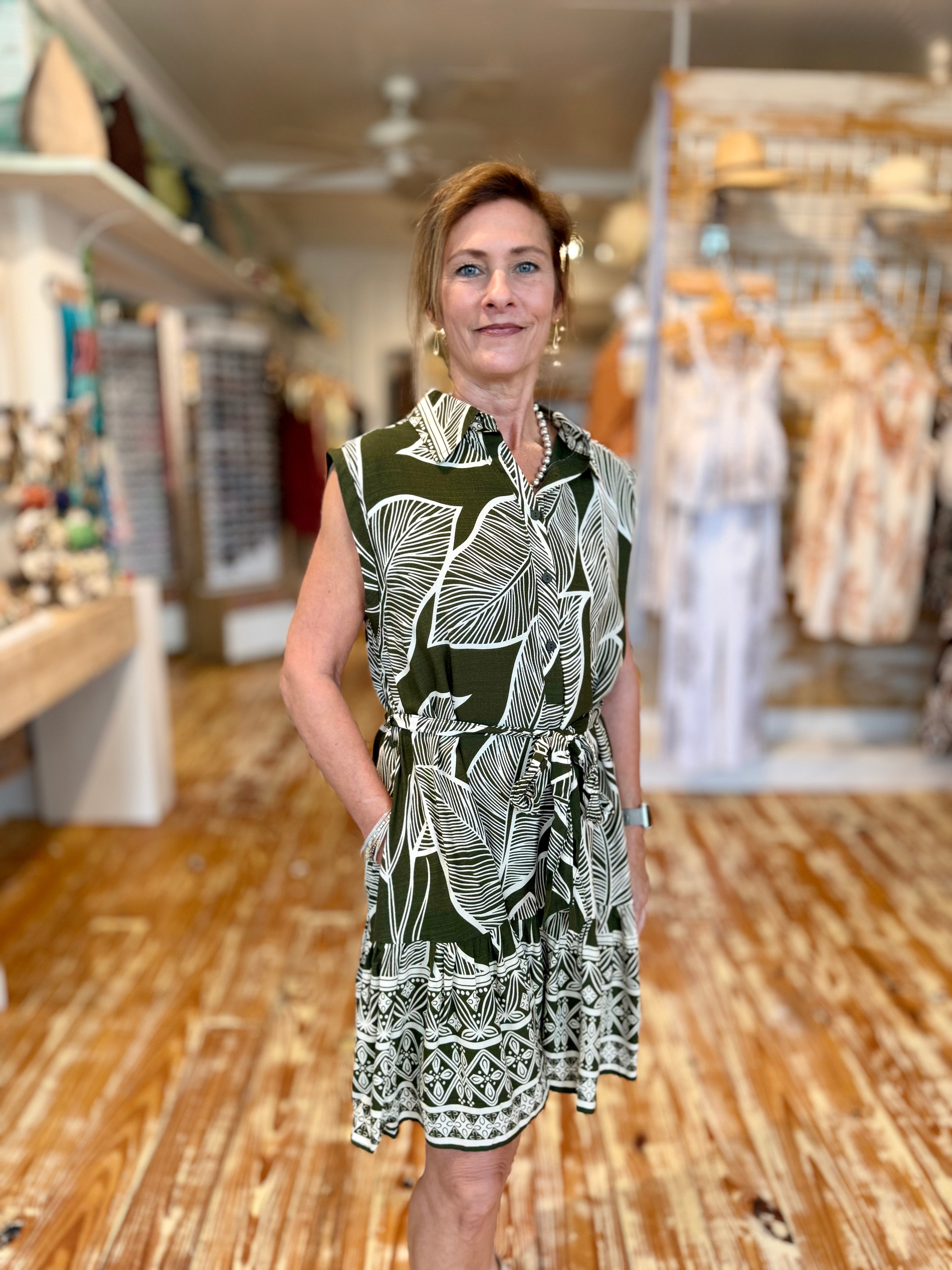 Olive Grove Belted Dress