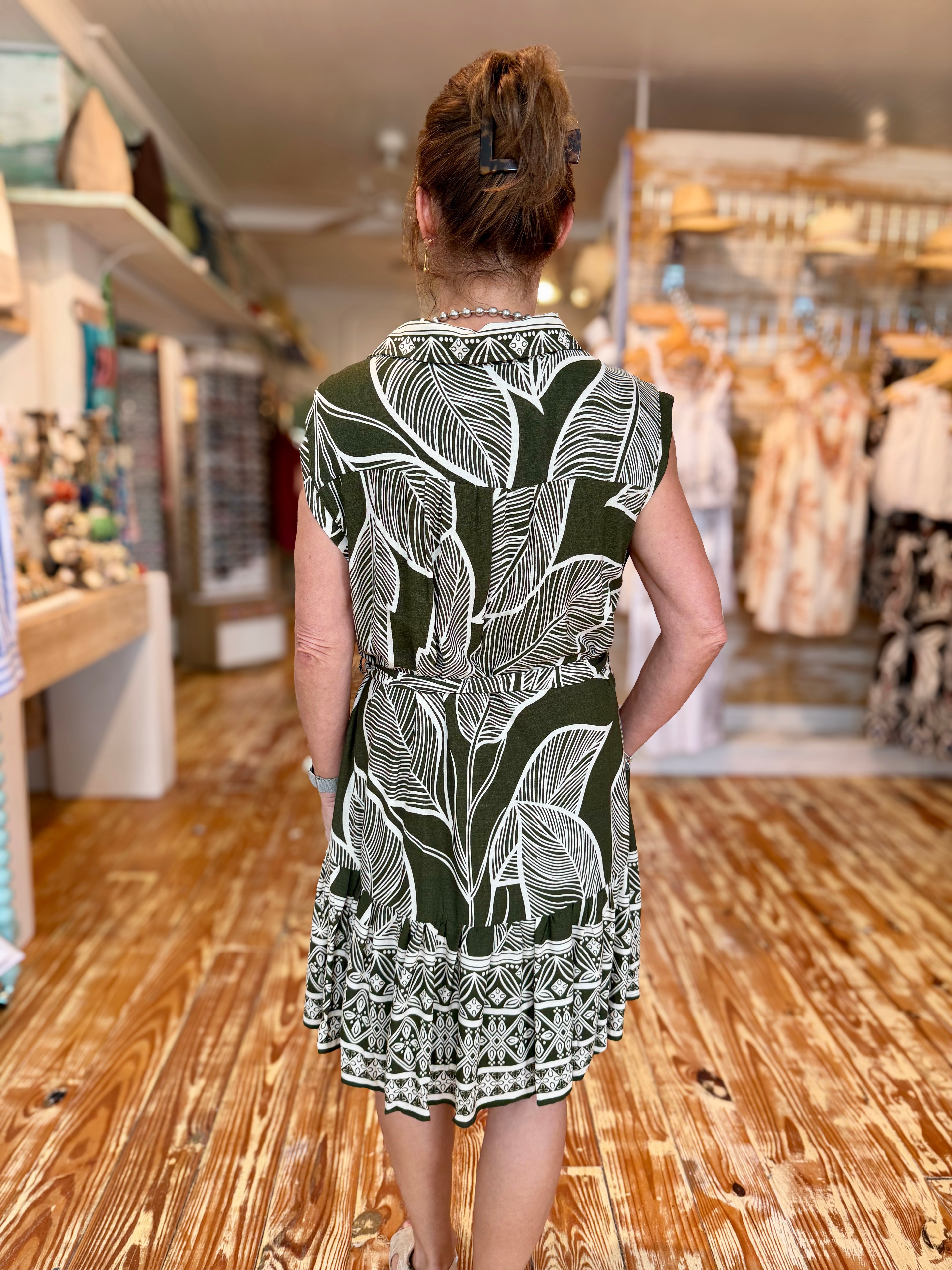 Olive Grove Belted Dress