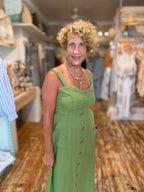 Olive Button-Front Maxi Dress