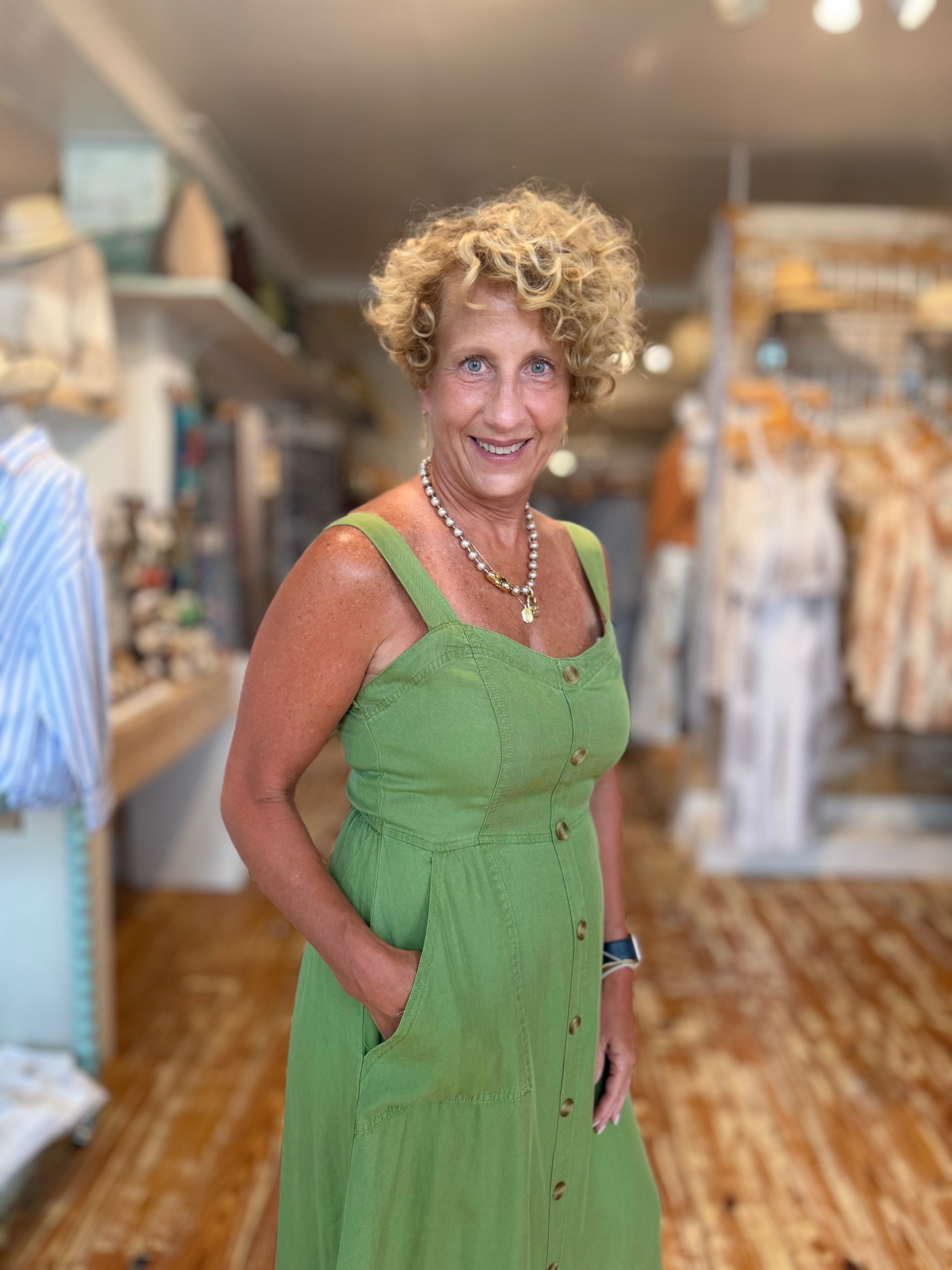 Olive Button-Front Maxi Dress