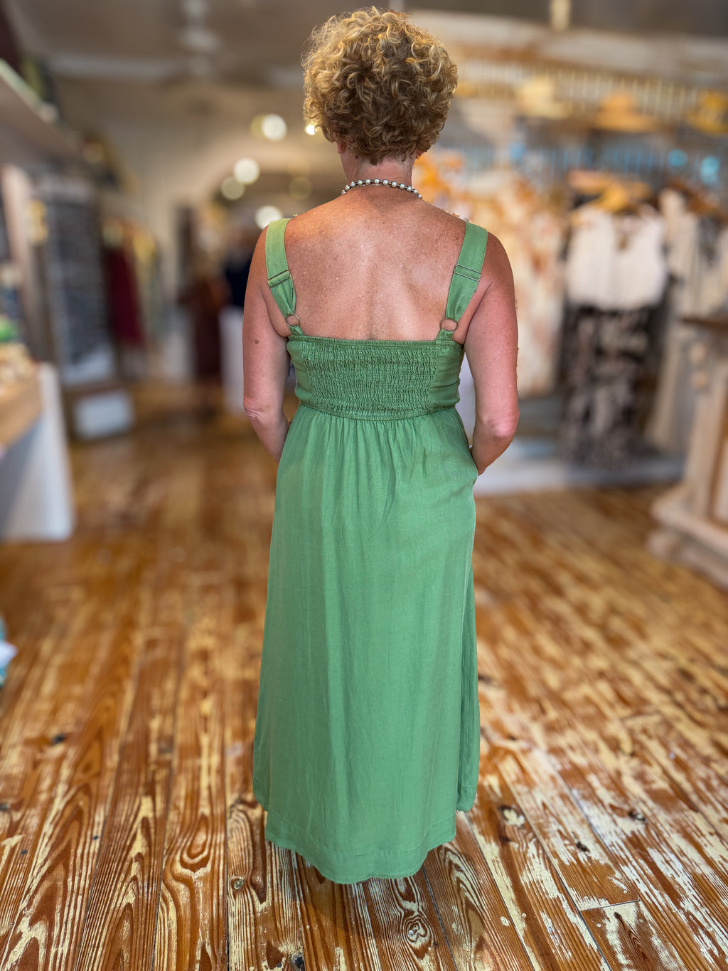 Olive Button-Front Maxi Dress
